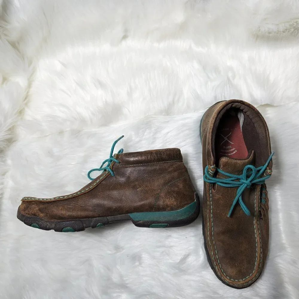 Twisted X woman's Handcrafted Cowgirl Lace-up Chukka Brown color Size 10 M - Picture 7 of 13